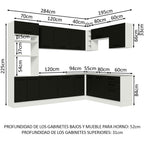 Combo completo de Cocina Esquinera 479 cm 13 Puertas 3 Cajones Sin Mesada Blanco/Negro Agata Madesa