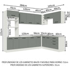 Combo completo de Cocina Esquinera 479 cm 13 Puertas 3 Cajones Sin Mesada Blanco/Gris Agata Madesa