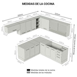 Combo completo de Cocina Esquinero 486cm Blanco/Crema 60cm de Profundidad Agata Madesa 01