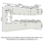 Combo completo de Cocina Esquinera 499 cm 14 Puertas 3 Cajones Sin Mesada Blanco Agata Madesa