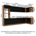 Combo completo de Cocina Esquinera 499 cm 14 Puertas 3 Cajones Sin Mesada Marrón/Negro Agata Madesa
