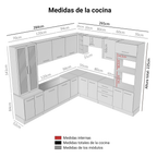Combo completo de Cocina Esquinera 549 cm con Cristalero 17 Puertas 3 Cajones Sin Mesada Marrón/Crema Agata Madesa