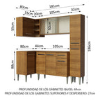 Combo completo de Cocina Esquinera 261 cm 9 Puertas 1 Cajón Marrón Emilly Madesa 02