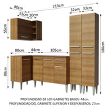 Combo completo de Cocina Esquinera Madesa Emilly 293cm Marrón/Negro 02