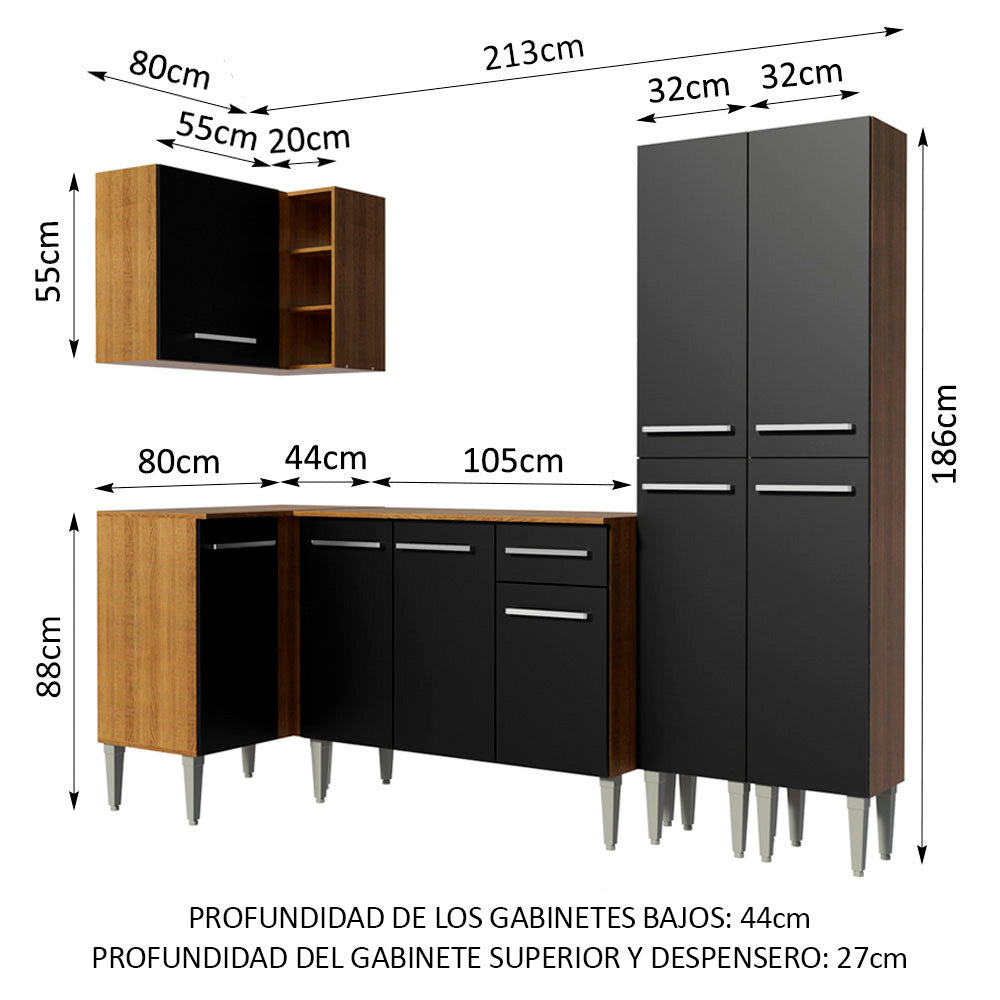 Combo completo de Cocina Esquinera 293cm Emilly Music Madesa 02
