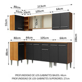 Combo completo de Cocina Esquinera Madesa Emilly 293cm Marrón/Negro 03