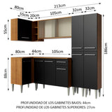 Combo completo de Cocina Esquinera Madesa Emilly 293cm Marrón/Negro 05