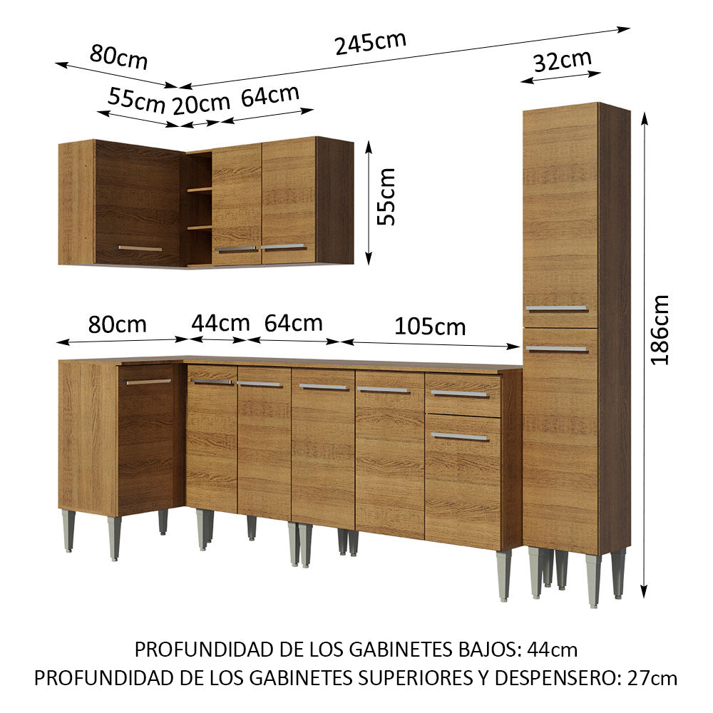 Combo completo de Cocina Esquinera 325cm Emilly Water Madesa 02