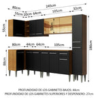 Combo completo de Cocina Esquinera 325 cm 13 Puertas 1 Cajón Marrón/Negro Emilly Madesa 04
