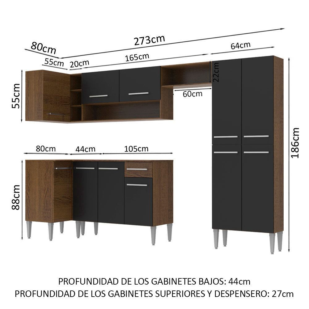 Combo completo de Cocina Esquinera 353cm Emilly Sun Madesa 01
