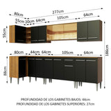 Combo completo de Cocina Esquinera Madesa Emilly 357cm Marrón/Negro 03