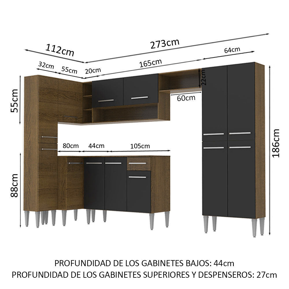 Combo completo de Cocina Esquinera 385cm Emilly Love Madesa 01