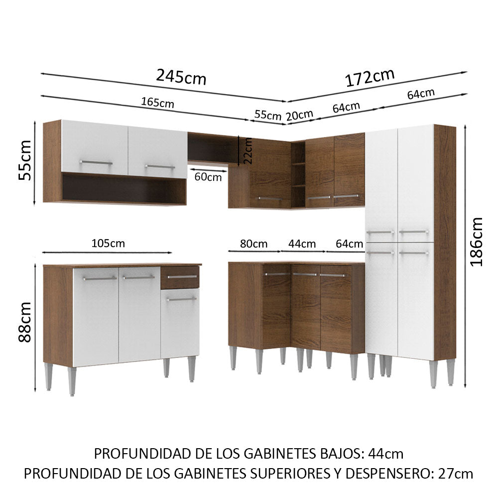 Combo completo de Cocina Esquinera Madesa 417cm Emilly Ice 01