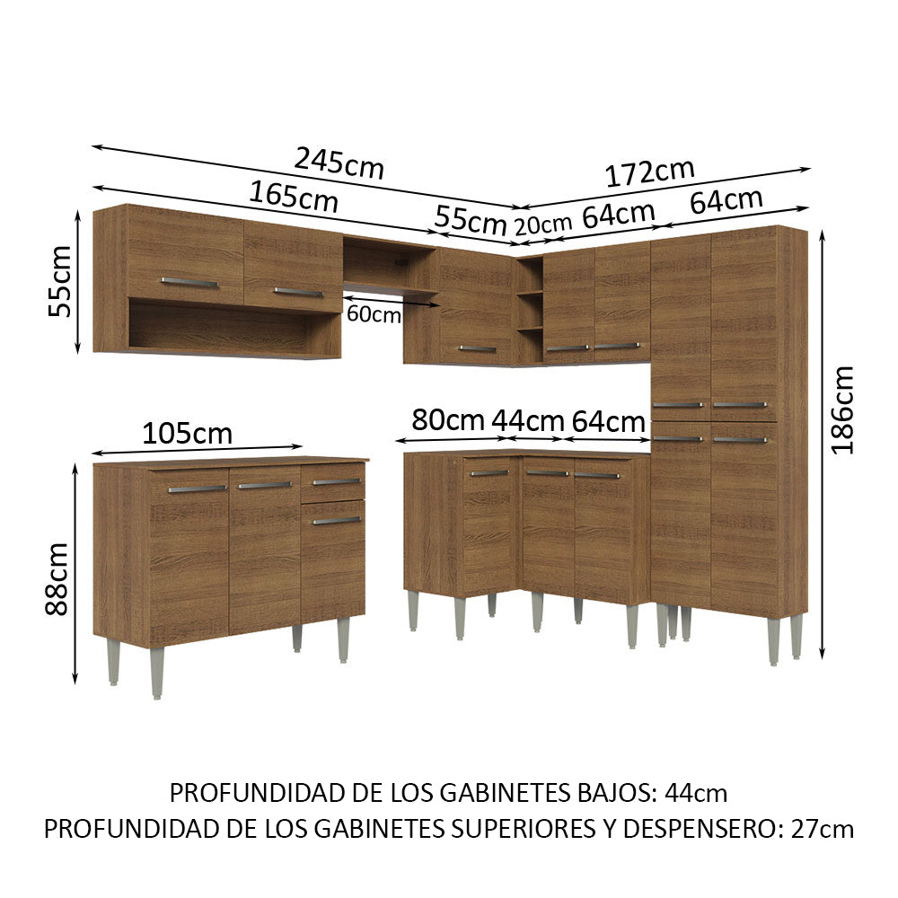Combo completo de Cocina Esquinera 417 cm Marrón Emilly 02