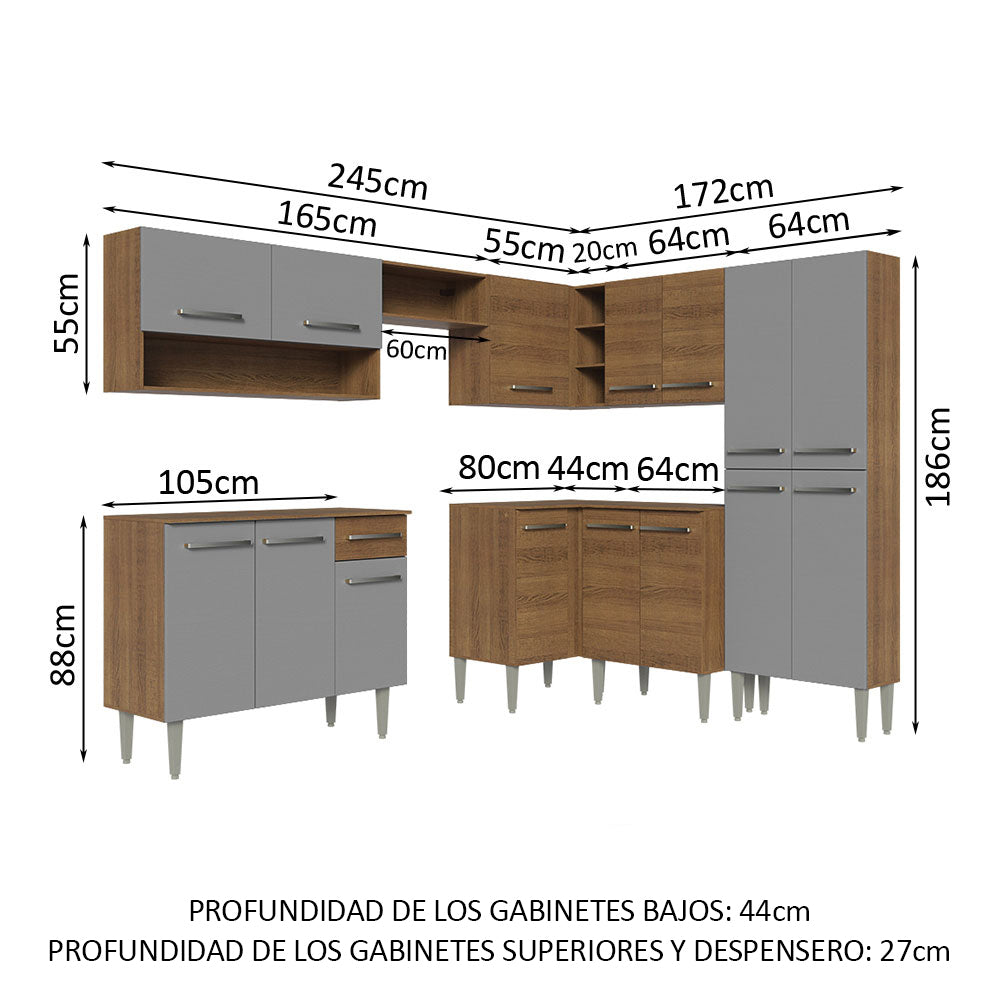 Combo completo de Cocina Esquinera Madesa Emilly 417cm MG