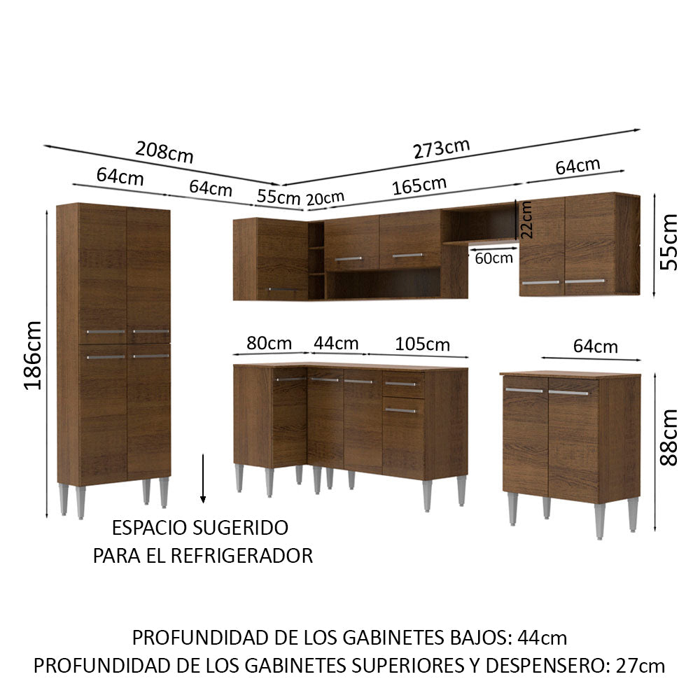 Combo completo de Cocina Esquinera 481cm Emilly Moon Madesa 01