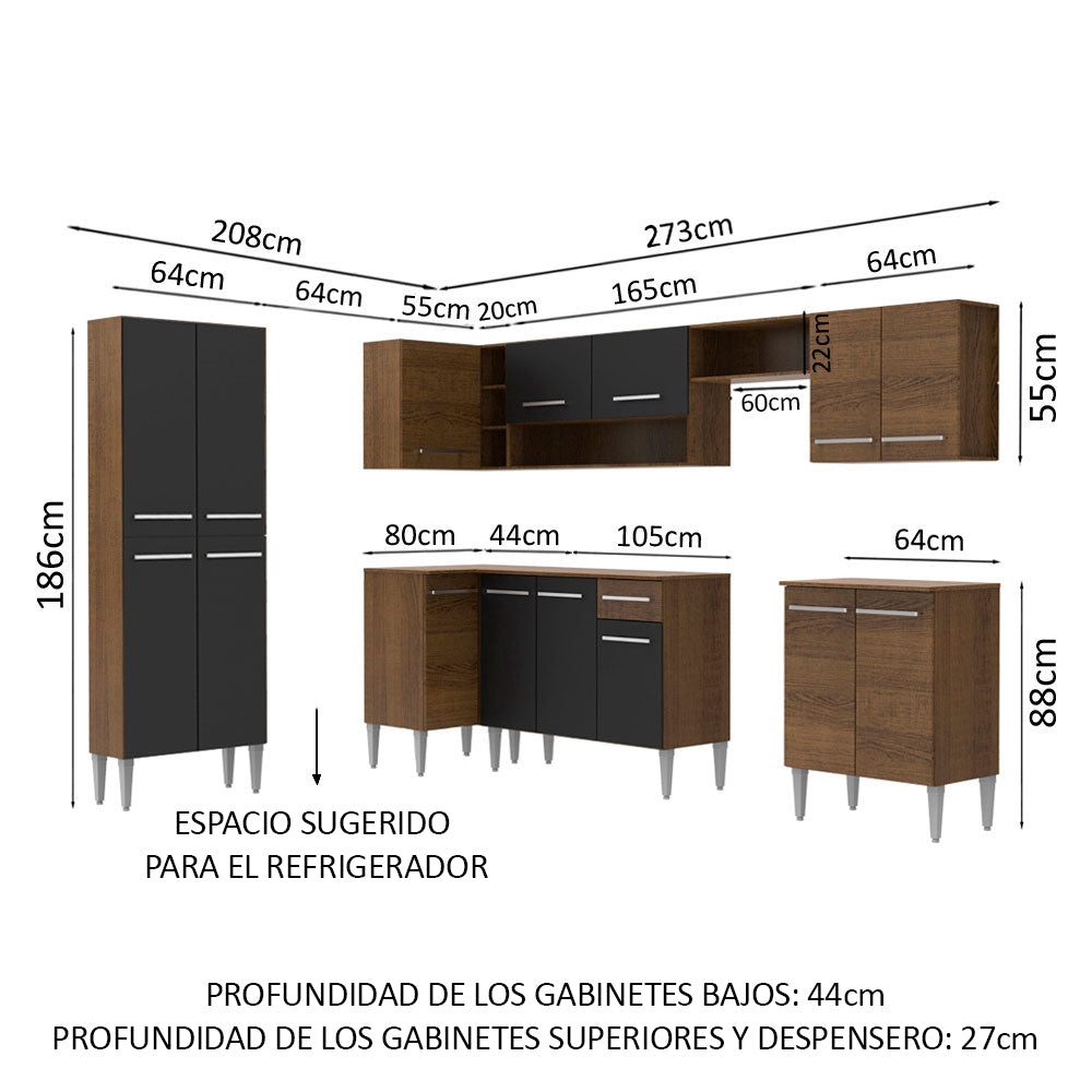 Combo completo de Cocina Esquinera 481cm Emilly Moon Madesa 01