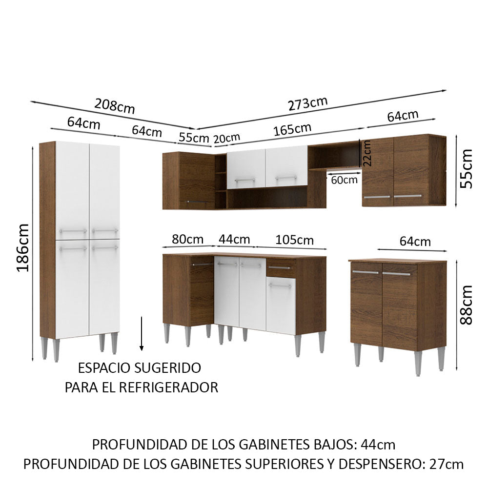 Combo completo de Cocina Esquinera 481cm Emilly Moon Madesa 01