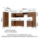 Combo completo de Cocina Esquinera 513cm Emilly Live Madesa 01 - Marrón