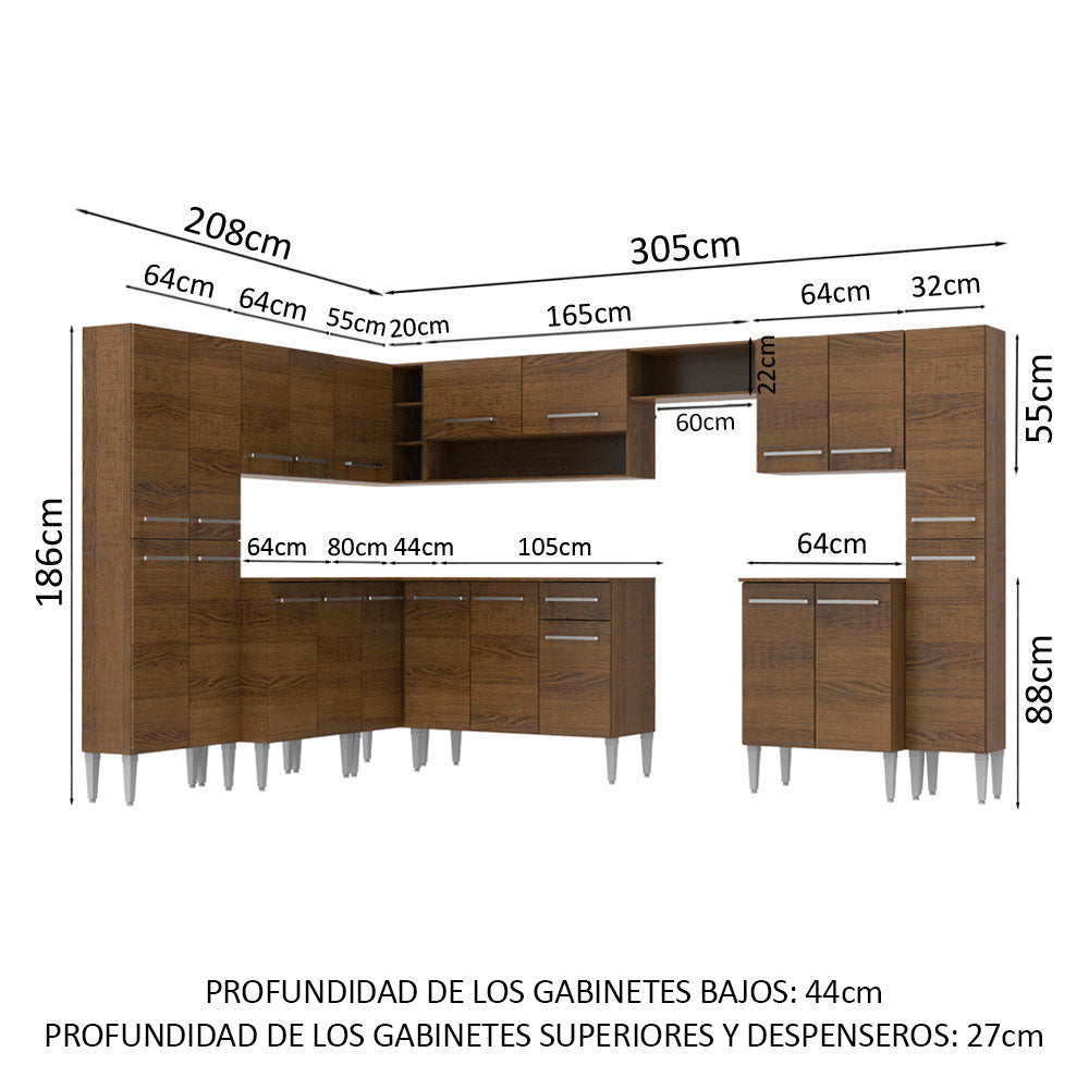 Combo completo de Cocina Esquinera 513cm Emilly Big Madesa 02