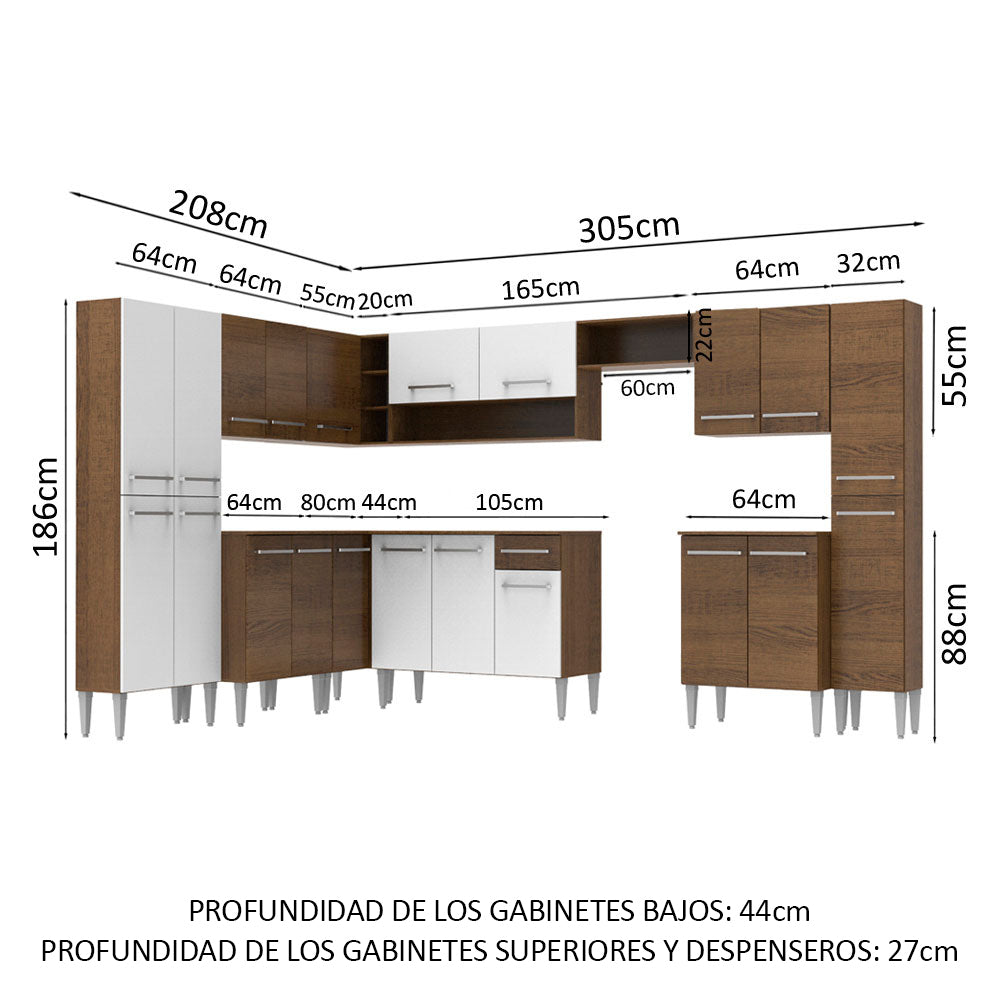 Combo completo de Cocina Esquinera 513cm Emilly Big Madesa 02