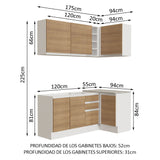 Combo completo de Cocina Esquinera 269cm Glamy Madesa 01 B/M