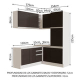 Combo completo de Cocina Esquinera Madesa Glamy 329cm BN 01