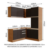 Combo completo de Cocina Esquinera Madesa Glamy 329cm MN 01