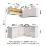 Combo completo de Cocina Esquinera 329cm Glamy Madesa 02 Blanco