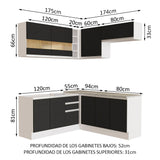 Combo completo de Cocina Esquinera Madesa Glamy 349cm BN 01