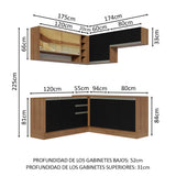 Combo completo de Cocina Esquinera Madesa Glamy 349cm MN 02