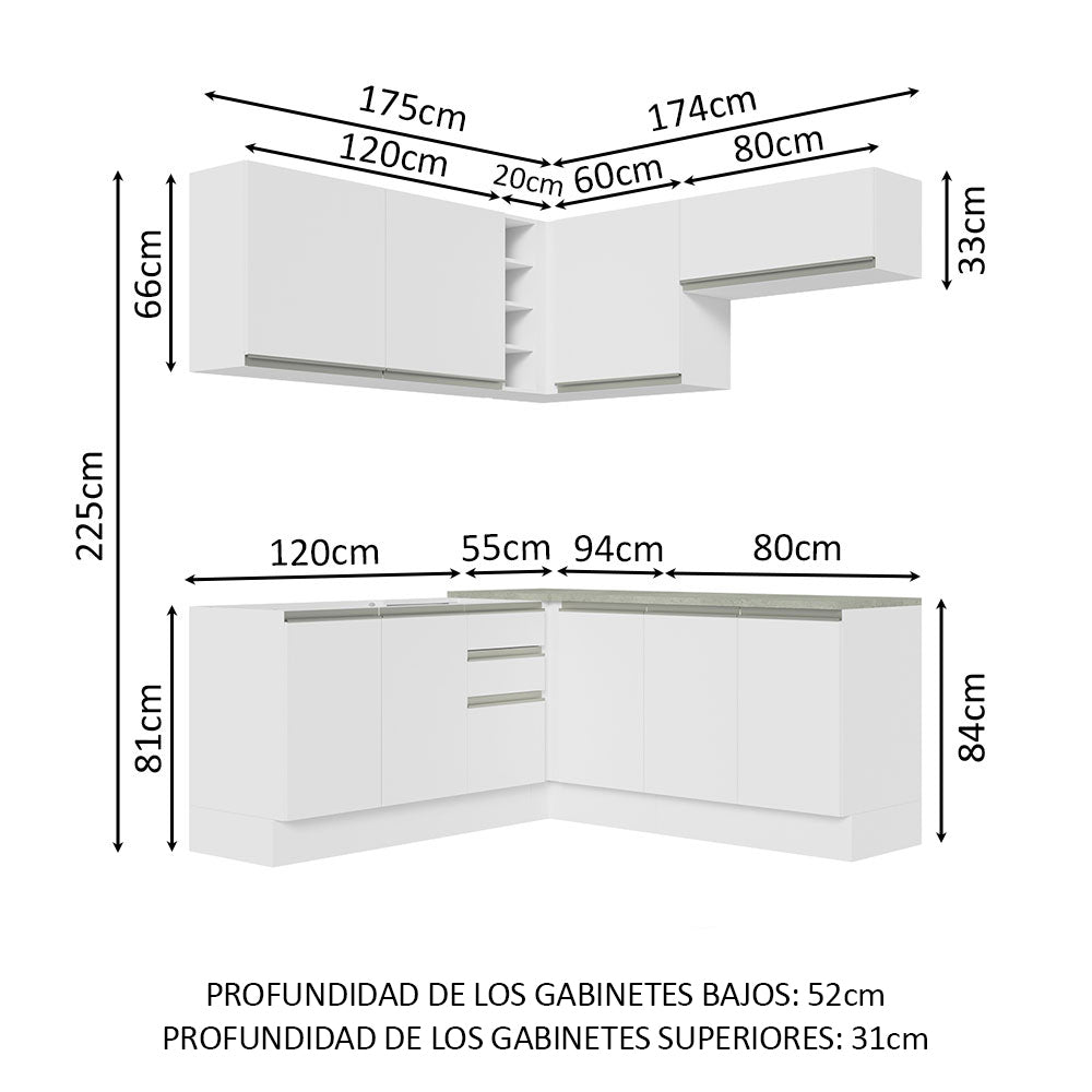 Combo completo de Cocina Esquinera 349cm Glamy Madesa 03