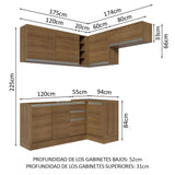 Combo completo de Cocina Esquinera 349cm Marrón Glamy Madesa 07