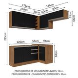 Combo completo de Cocina Esquinera 349cm Marrón/Negro Glamy Madesa 07