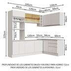 Combo completo de Cocina Esquinera 399 cm 10 Puertas 3 Cajones Sin Mesada Blanco Glamy Madesa