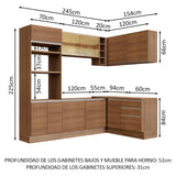 Combo completo de Cocina Esquinera 399cm Glamy Madesa 02 Marrón