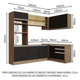 Combo completo de Cocina Esquinero 399cm Marrón Negro Glamy Madesa 02