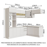 Combo completo de Cocina Esquinera 419cm Glamy Madesa 01 - Blanco