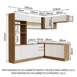 Combo completo de Cocina Esquinera 419cm Marrón/Blanco Glamy Madesa 01