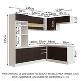 Combo completo de Cocina Esquinera 419cm Glamy Madesa 01 Blanco/Negro