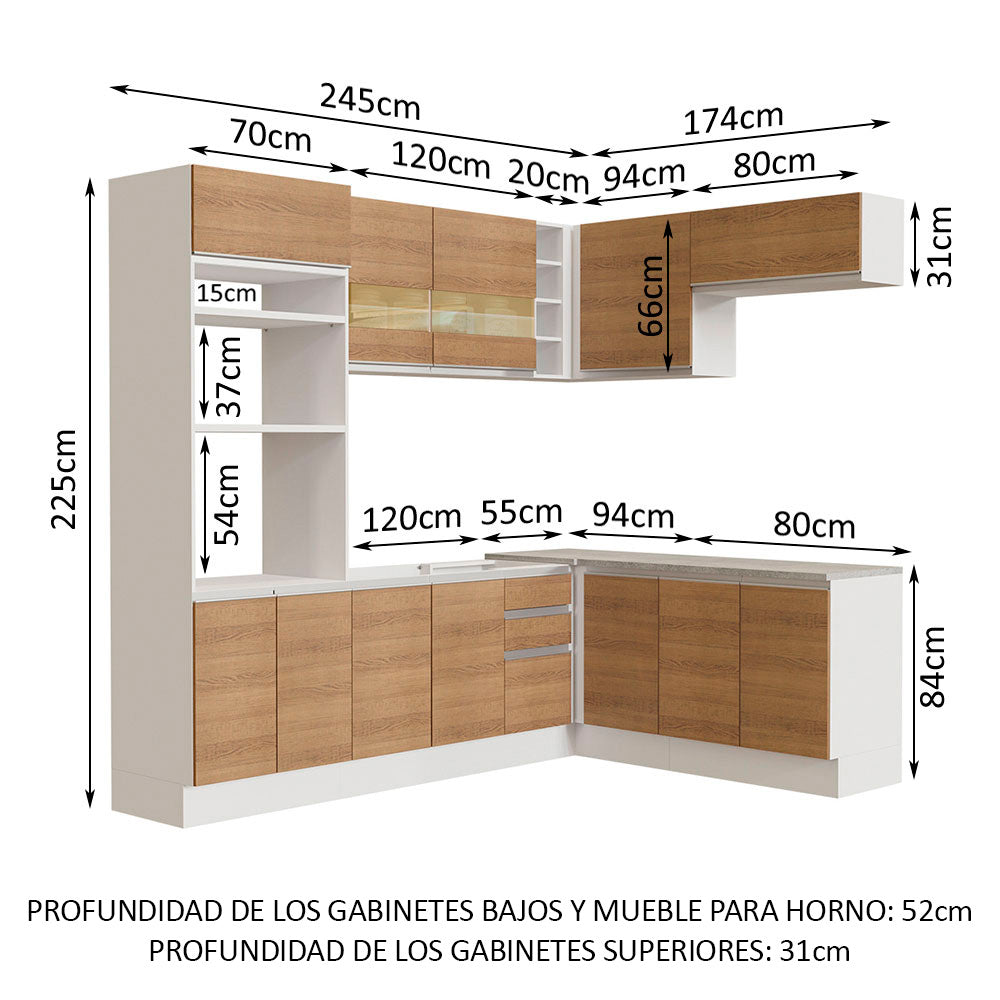 Combo completo de Cocina Esquinera 419cm Glamy Madesa 01 - Blanco