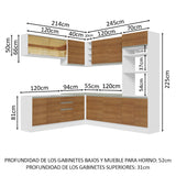 Combo completo de Cocina Esquinera Madesa 469cm Glamy 01 - Blanco
