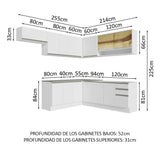 Combo completo de Cocina Esquinera Madesa 469cm Glamy 01 - Blanco