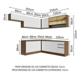 Combo completo de Cocina Esquinera 469cm Marrón/Blanco Glamy Madesa 01