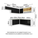 Combo completo de Cocina Esquinera 469cm Madesa Glamy Blanco/Negro 01