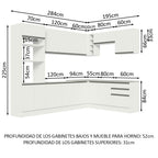 Combo completo de Cocina Esquinera 479 cm 13 Puertas 3 Cajones Sin Mesada Blanco Glamy Madesa