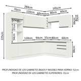 Combo completo de Cocina Esquinera Madesa 479cm Glamy 01 - Blanco