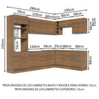 Combo completo de Cocina Esquinera 479 cm 13 Puertas 3 Cajones Sin Mesada Marrón Glamy Madesa