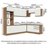 Combo completo de Cocina Esquinera 479cm Marrón/Blanco Glamy Madesa 01