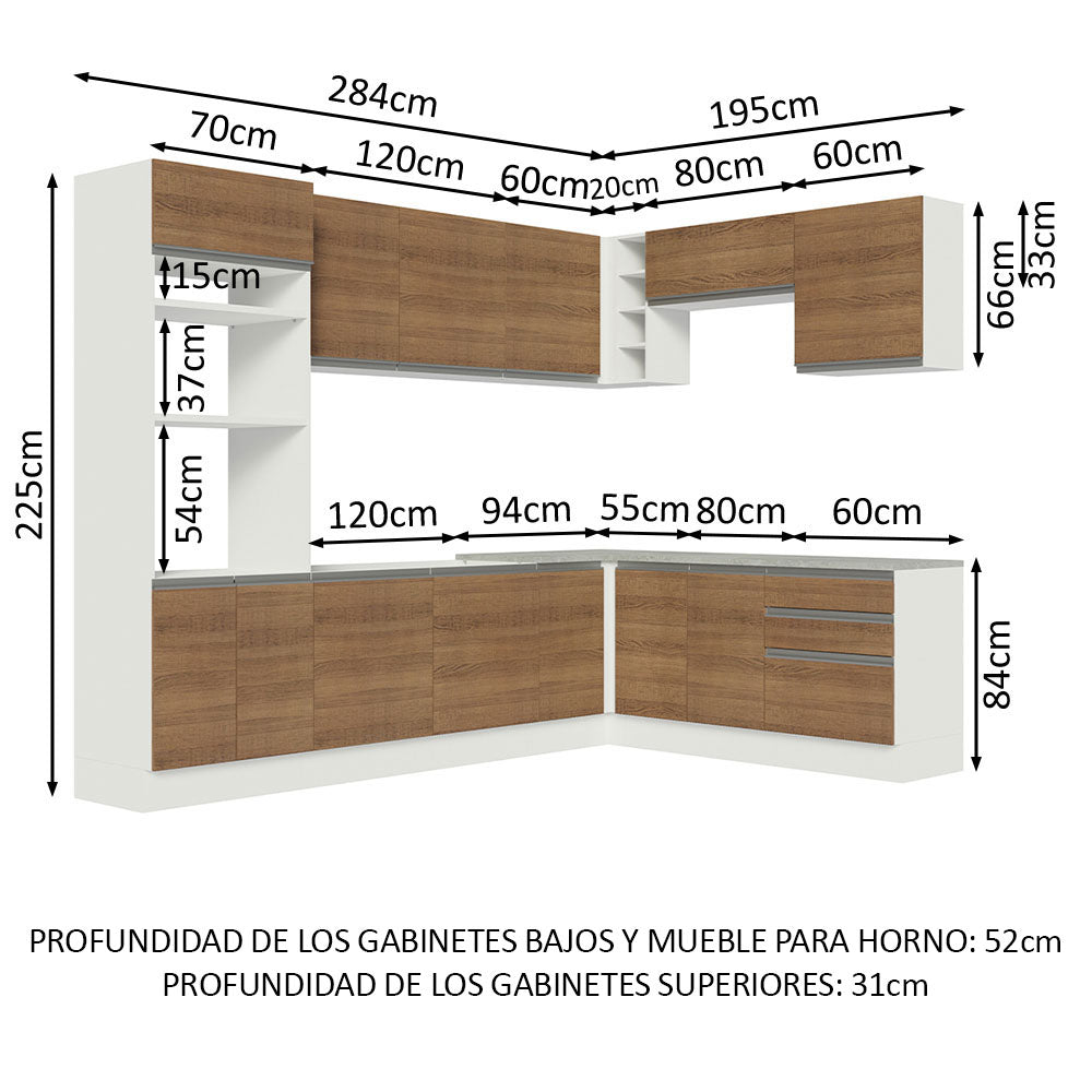 Combo completo de Cocina Esquinera Madesa 479cm Glamy 01 - Blanco